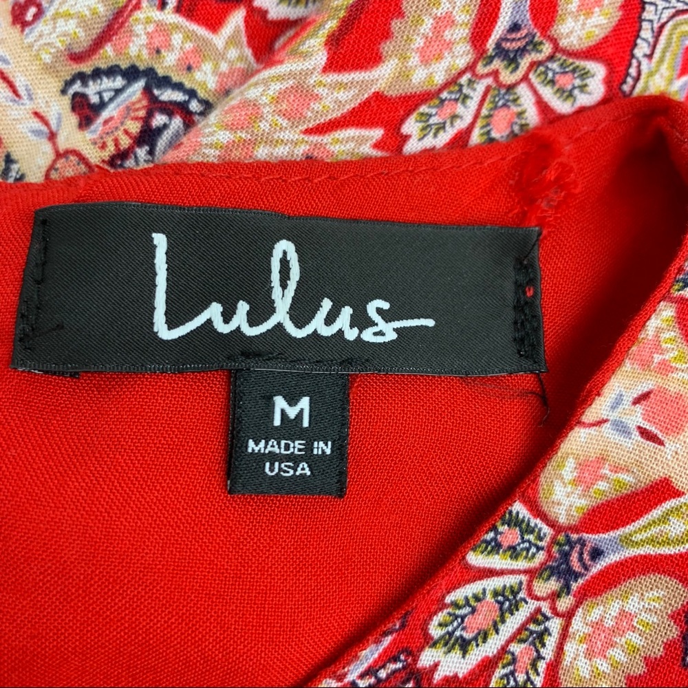 Lulu’s Swing Sleeveless Dress Racerback Red Print - Picture 5 of 7
